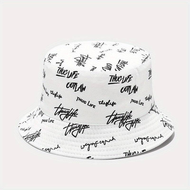 Embroidered Bucket Hat Men Outdoor Travel Vacation Beach Hat