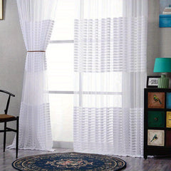 Striped Tulle Curtain for Home Decor - Bedroom Office Kitchen Living