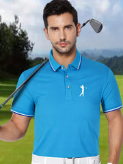 Men's Classic Polo Shirt Breathable Button Up Polo