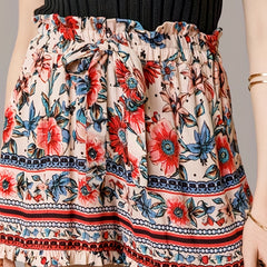 Boho Shorts Women's Plus Floral Print High Rise Waist Band