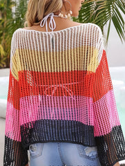 Hollow Out Shirt Multicolored Cover Up Top