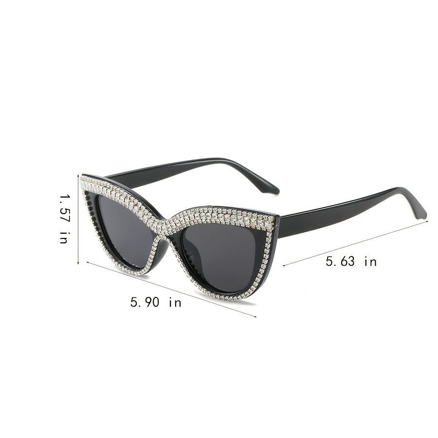 Boho Cat Eye Sunglasses with Rhinestones for Women