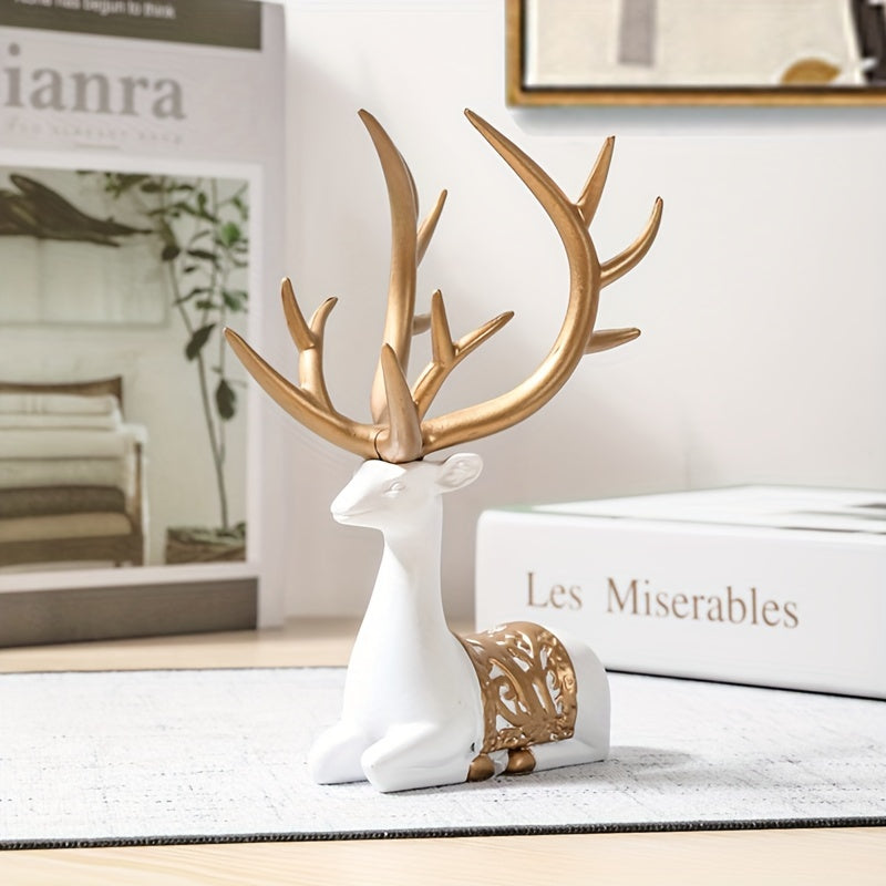 Modern Deer Wine Cabinet Set, Golden Light Style, 2pcs