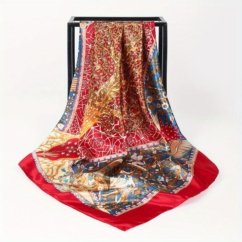 Paisley Print Satin Scarf Vintage Shawl Boho Head Wrap Women
