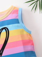 Toddler Boy's Colorful Stripe Pattern 2pcs Tank Top & Shorts Set