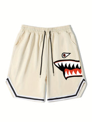 Men's Streetwear Shark Graphic Drawstring Shorts