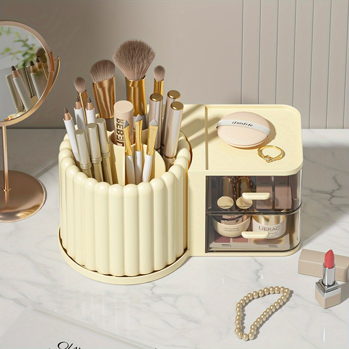 360 Degree Rotating Makeup Brush Storage Box