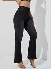 High Waist Flare Leg Jeans Solid Stretchy Bell Bottoms Y2K Denim Pants