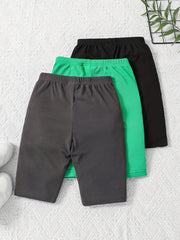 3pcs Girl's Solid Color Yoga Legging Biker Shorts
