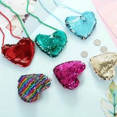 Kids Sequin Heart Crossbody Bag Coin Purse for Girls