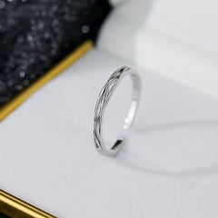 S925 Sterling Silver Wrapped Line Twisted Cuff Ring for Girls Kids