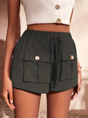 Flap Pockets Drawstring Shorts Casual Shorts