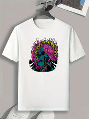 Skull Pattern Print Men's Sports T-shirt Graphic Tee Outdoor Clothing