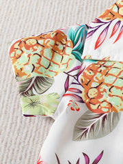 2pcs Boy Casual Cotton Tropical Graphic Short Sleeve Shirts & Shorts Set