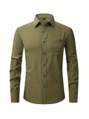 Men's Turndown Collar Shirt with Chest Pocket