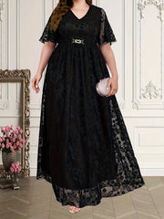 Lace Short Sleeve Maxi Wedding Dress