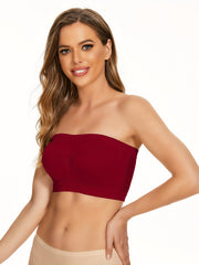 Women's Plus Size Tube Bra Set 3 Pack, Contrast Mesh Strapless Bandeau Bra Set