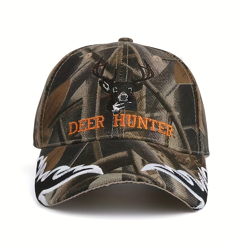 Embroidered Deer Head Fishing Sunshade Hat Baseball Cap