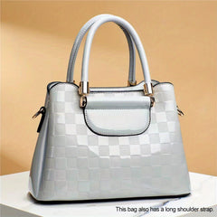 Plaid Pattern Handbag Crossbody Bag Top Handle Purse For Office