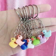 7pcs Duck Keychain Bag Pendant Resin Yellow Duck Accessories