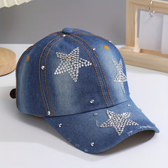 Denim Rhinestone Baseball Cap Y2K Bling Hat Hip Hop Sports Golf Hats