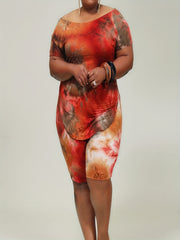Tie Dye Crew Neck Tee & Shorts Set