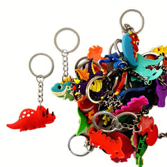 26pcs Dinosaur Keychain Animal PVC Key Ring Backpack Car Charm Gift For Kids