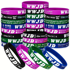 Christian WWJD Bible Verse Rubber Bracelet Silicone Wristband