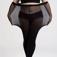 Women's Plus Size Solid Semi Sheer High Rise Tights
