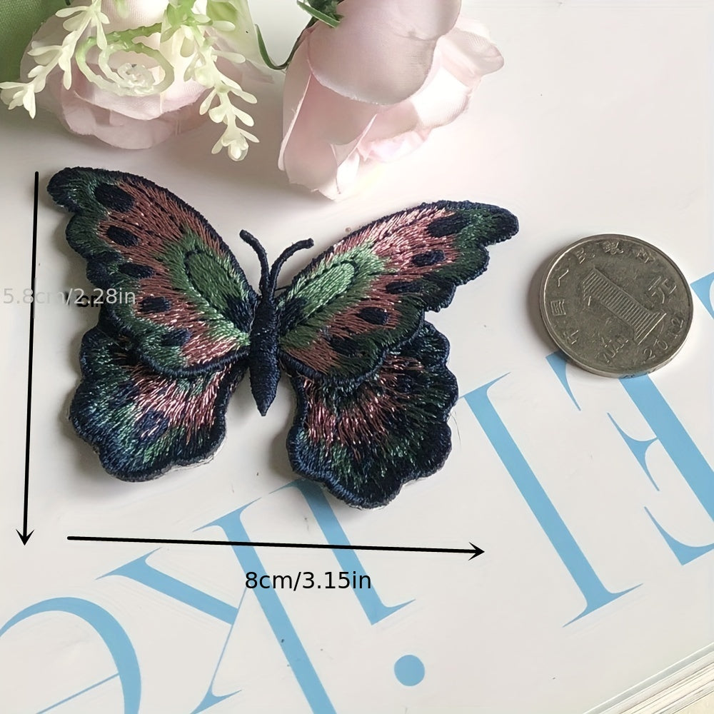 3pcs Butterfly Embroidered Applique Double Layer Sewing Patch for Clothes