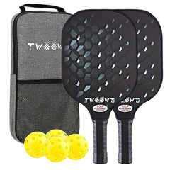 2pk Fiberglass Pickleball Paddles w/ Bags & 4 Balls Set