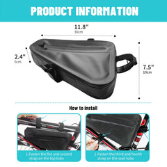 Bike Frame Storage Bag Reflective Triangle Water Resistant Under Seat Pouch