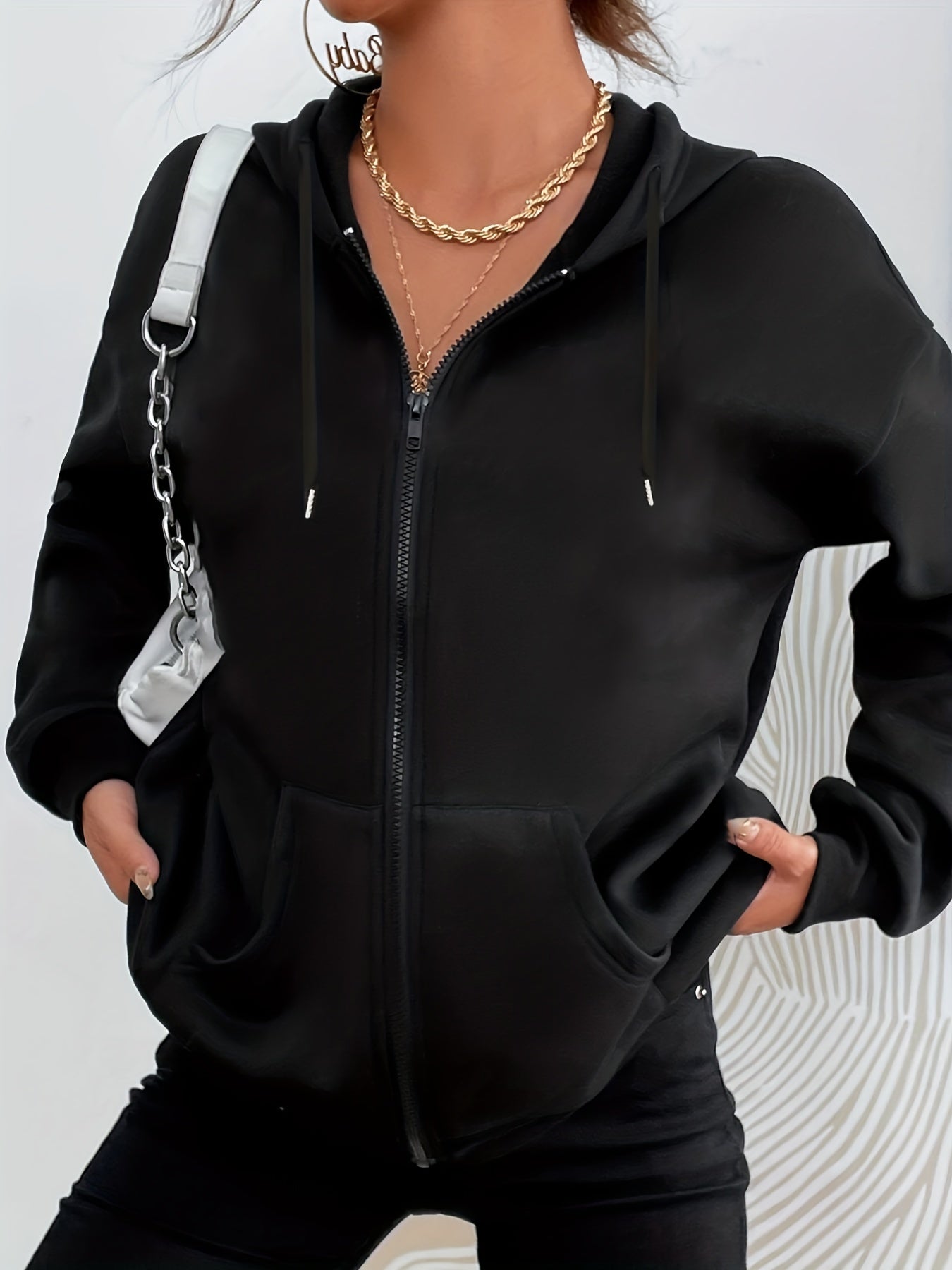 Women's Retro Hooded Zipper Sweatshirt with Pockets