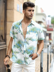 Men's Hawaiian Style Tree Pattern Slim Fit T-shirt