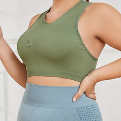 Ribbed Racer Back High Stretch Sports Bra