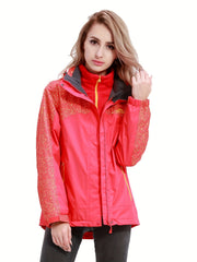 Women's 2 in 1 Ski Hooded Jacket Waterproof & Windproof Winter Snow Coat