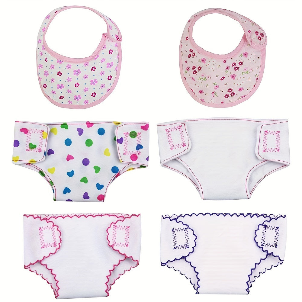 Set of 3 Baby Doll Underwear & Bibs - Fits 14-18 Inch Dolls - Assorted Colors