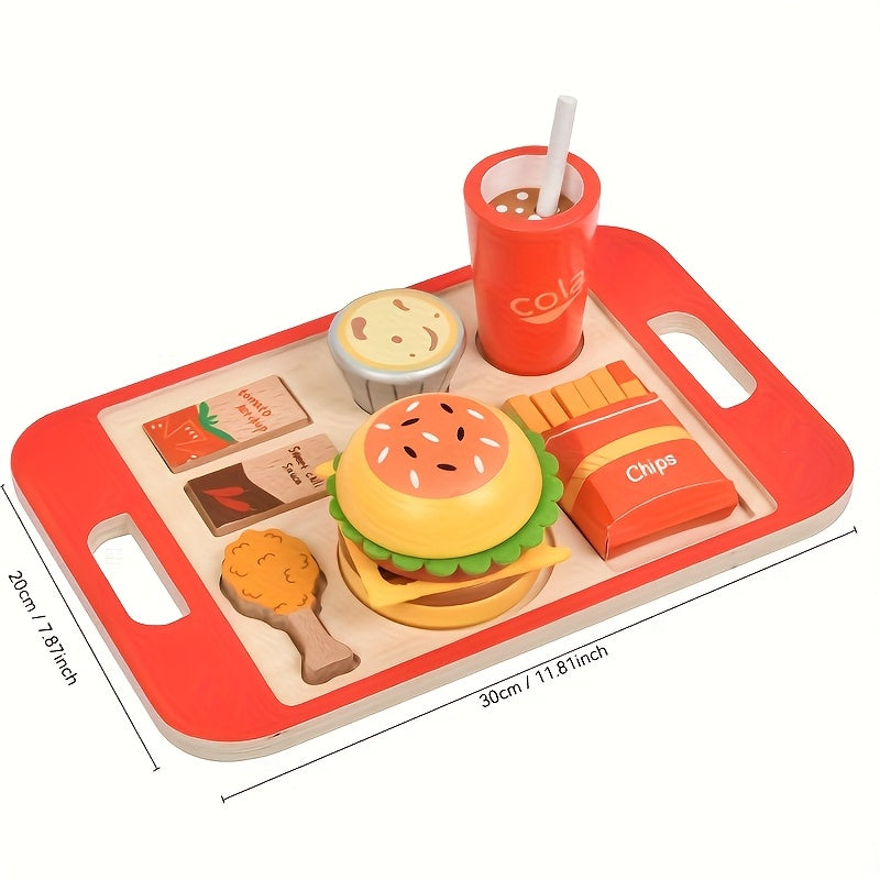 Wooden Hamburger Playhouse with Fries and Drinks Set