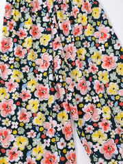Flower Print Ruffle Trim Lantern Pants High Waist
