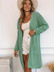 Retro Cardigan Solid Long Sleeve Open Front