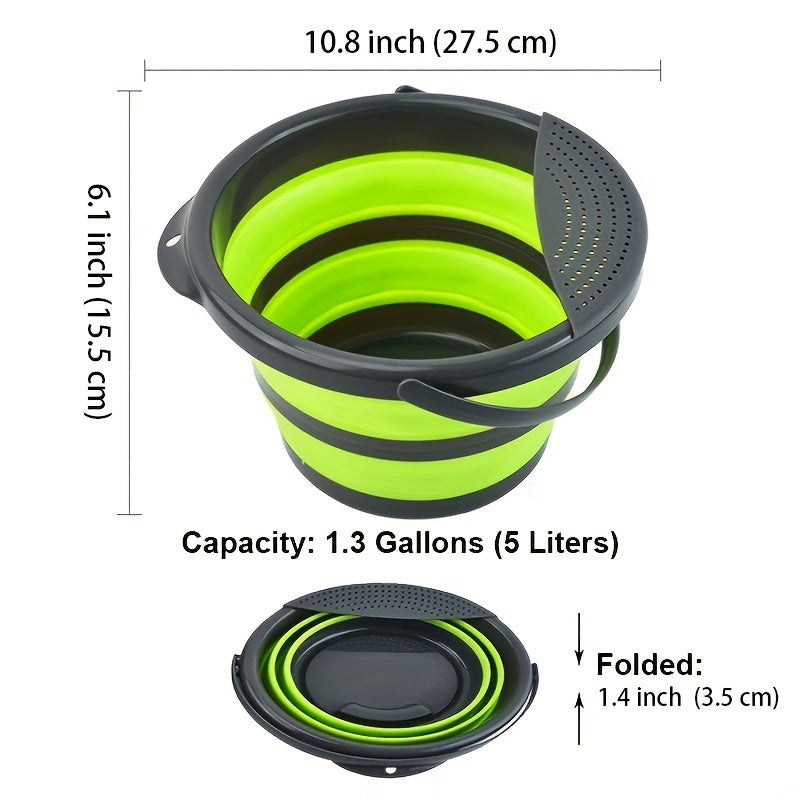 Portable 5L Water Bucket for Camping and Picnics - Foldable and Lightweight