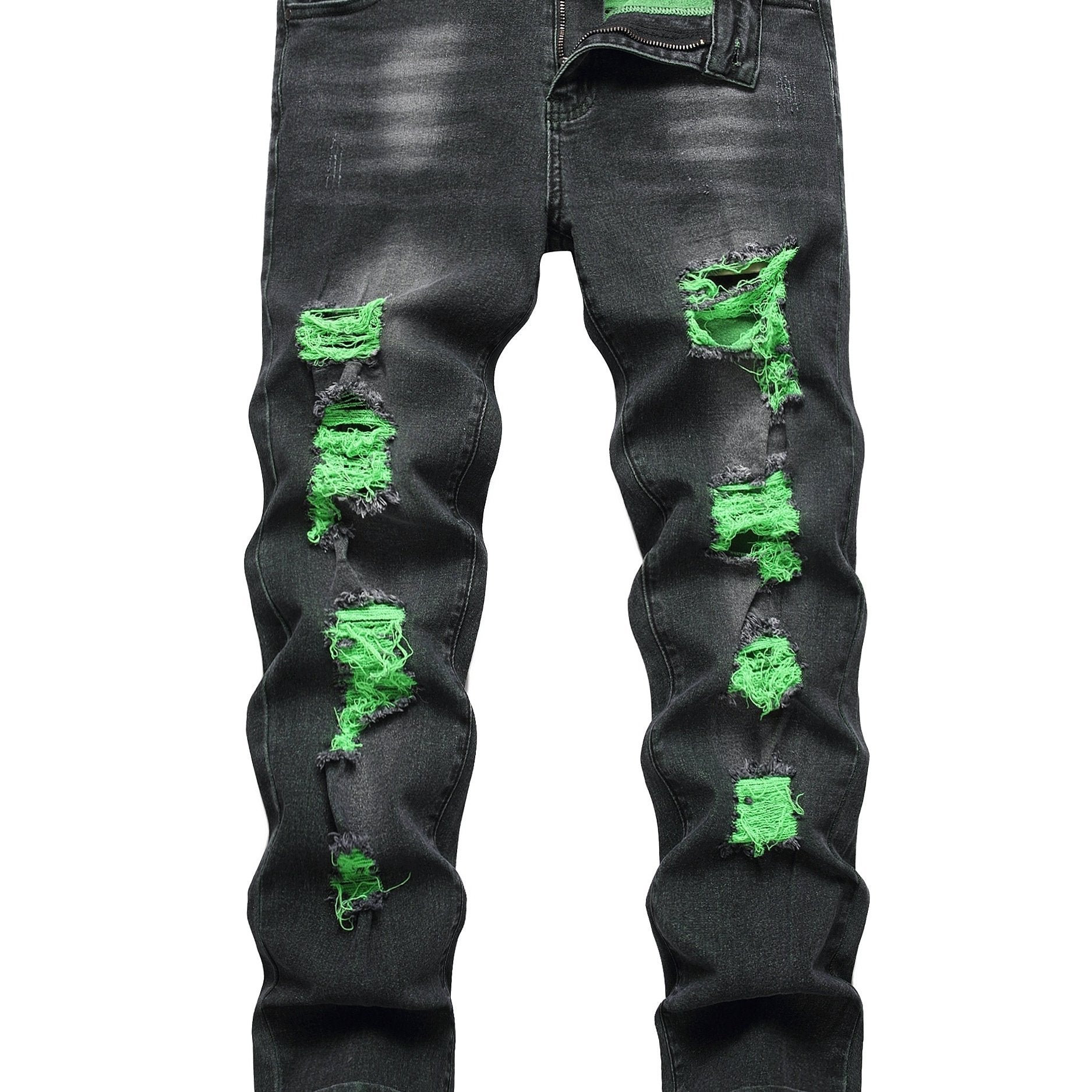 Mens Ripped Stretch Slim Denim Pants