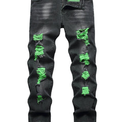 Mens Ripped Stretch Slim Denim Pants