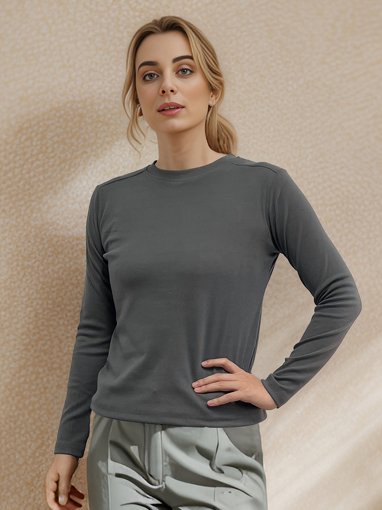 Long Sleeve Crew Neck Top Women's Sleepwear