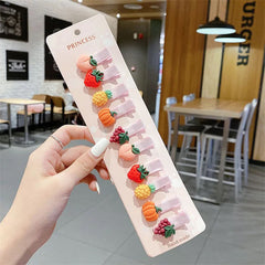 10pcs Girls Hair Clip Flower Fruit Cartoon Animals Hairpin Side Clip Headwear