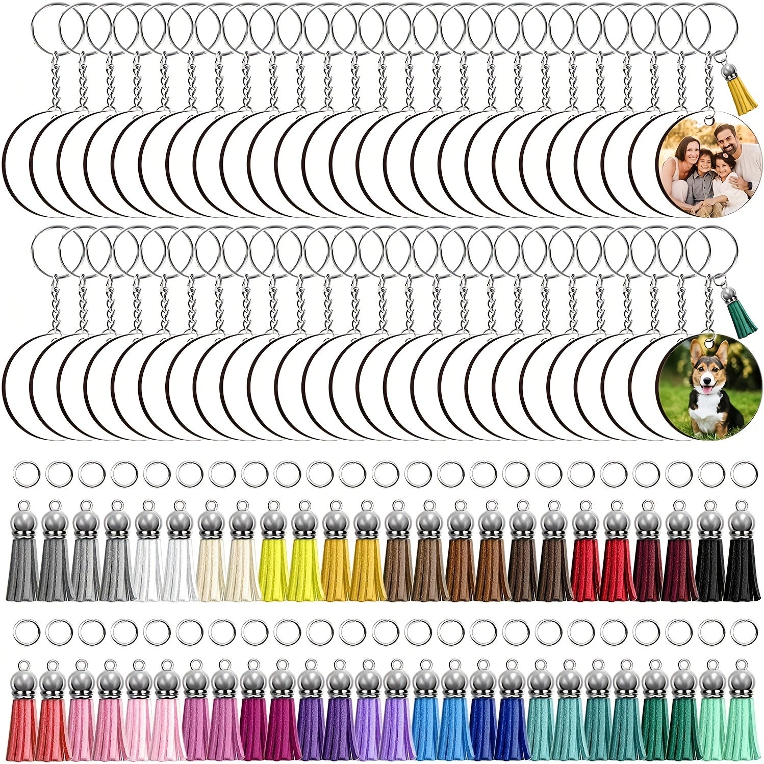 250PCS Sublimation Blank Leather Keychain with Tassel