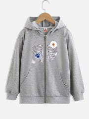 Girls Hooded Sweatshirt Jacket Butterfly Print Coat Kids Clothes