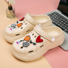 Women's Solid Indoor Slides Flatform Shoes