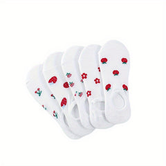 5 Pairs Floral Print Socks & Low Cut Ankle Socks Women's Stockings