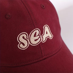 SEA Embroidery Red Baseball Cap Unisex Lightweight Sun Hat Adjustable